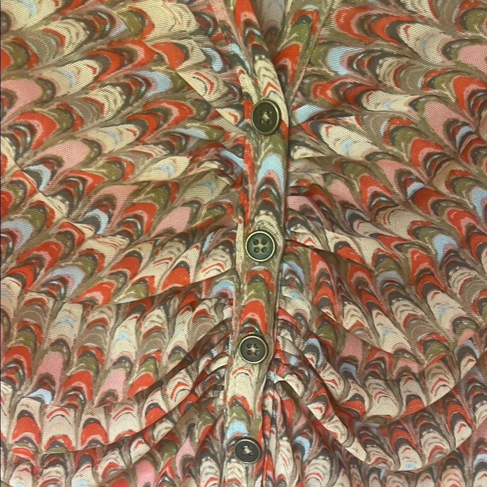 Free People Brown and Orange Ruched Long Sleeve Blouse - Picture 2 of 3